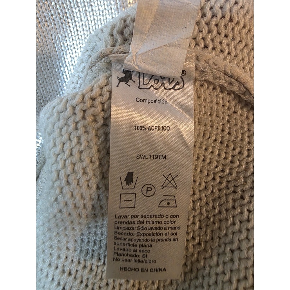 LOIS JEANS Metallic Ivory Shimmer Knit Pullover Sweater Womens Size Small - Picture 9 of 11